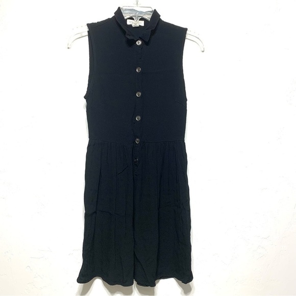 Forever 21 Black Flowy Button Up Tank Collar Summer Dress size Small - Picture 1 of 5